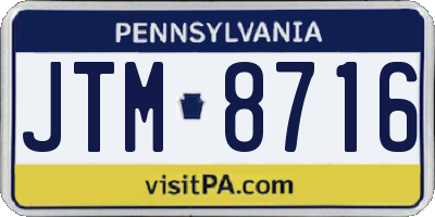PA license plate JTM8716