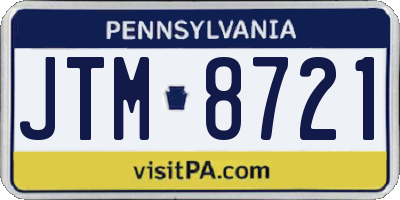 PA license plate JTM8721