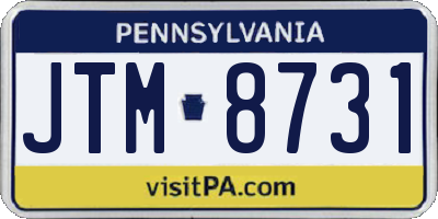 PA license plate JTM8731