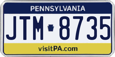 PA license plate JTM8735