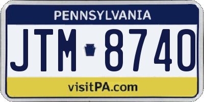 PA license plate JTM8740