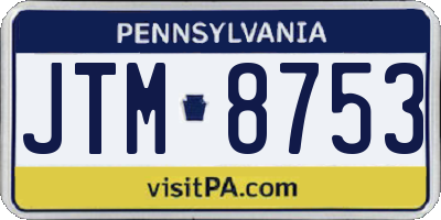 PA license plate JTM8753