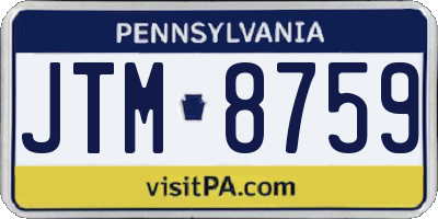 PA license plate JTM8759