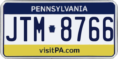 PA license plate JTM8766