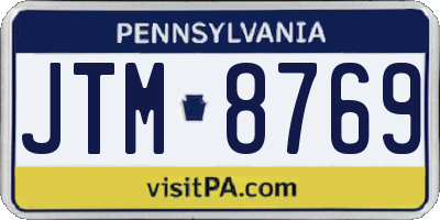 PA license plate JTM8769