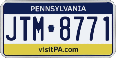 PA license plate JTM8771