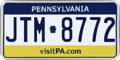 PA license plate JTM8772