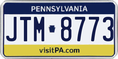 PA license plate JTM8773