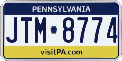PA license plate JTM8774