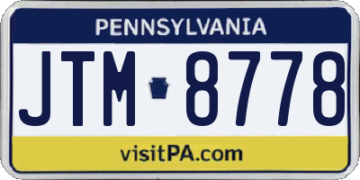 PA license plate JTM8778