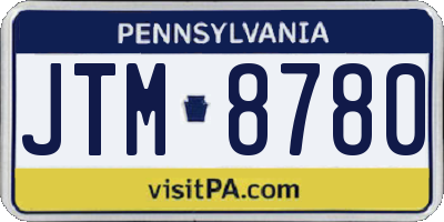 PA license plate JTM8780