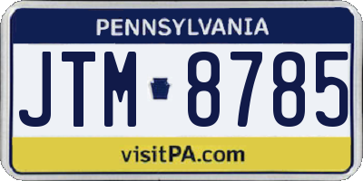 PA license plate JTM8785