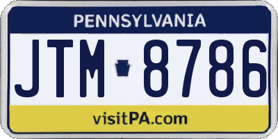 PA license plate JTM8786