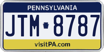 PA license plate JTM8787