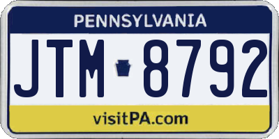 PA license plate JTM8792