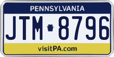 PA license plate JTM8796