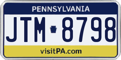 PA license plate JTM8798