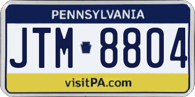 PA license plate JTM8804