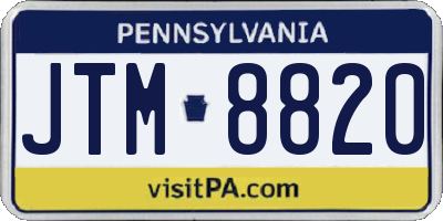 PA license plate JTM8820