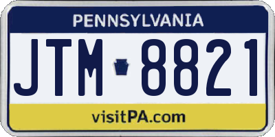 PA license plate JTM8821