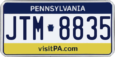 PA license plate JTM8835