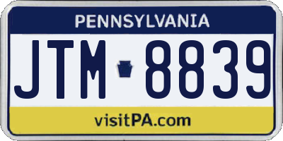 PA license plate JTM8839