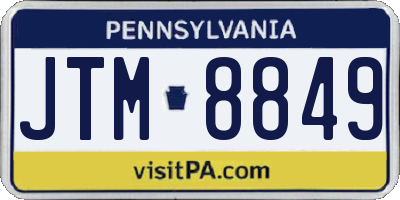 PA license plate JTM8849