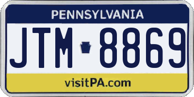 PA license plate JTM8869