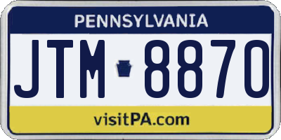 PA license plate JTM8870