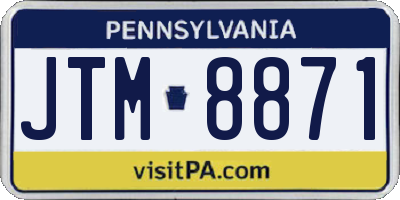 PA license plate JTM8871