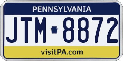 PA license plate JTM8872