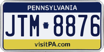 PA license plate JTM8876
