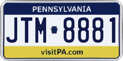 PA license plate JTM8881