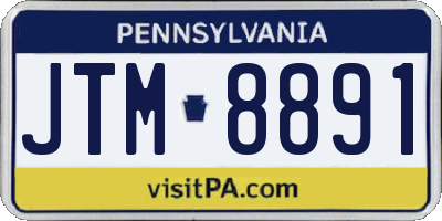 PA license plate JTM8891