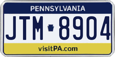 PA license plate JTM8904