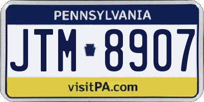 PA license plate JTM8907