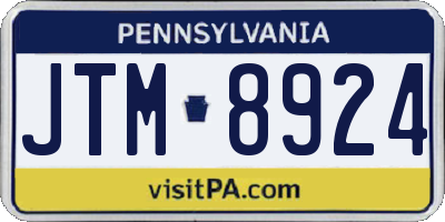 PA license plate JTM8924