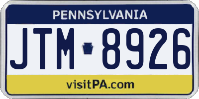 PA license plate JTM8926