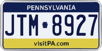 PA license plate JTM8927
