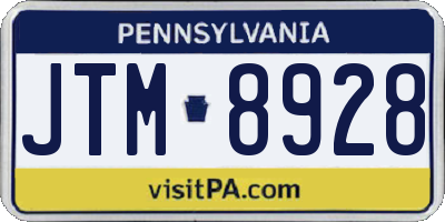 PA license plate JTM8928