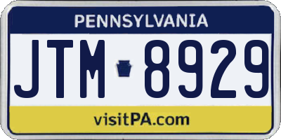 PA license plate JTM8929