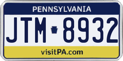 PA license plate JTM8932