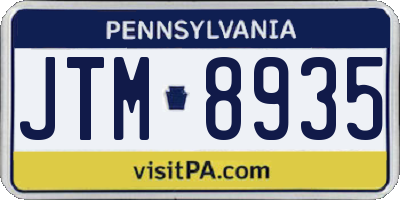 PA license plate JTM8935