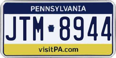 PA license plate JTM8944