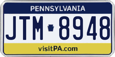 PA license plate JTM8948