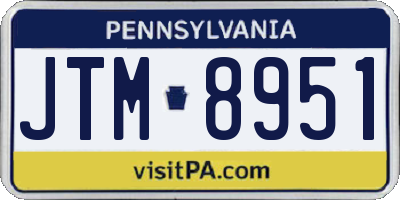 PA license plate JTM8951