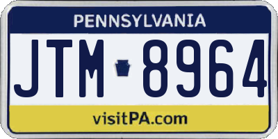 PA license plate JTM8964