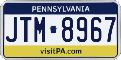 PA license plate JTM8967