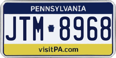 PA license plate JTM8968