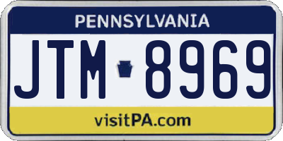 PA license plate JTM8969
